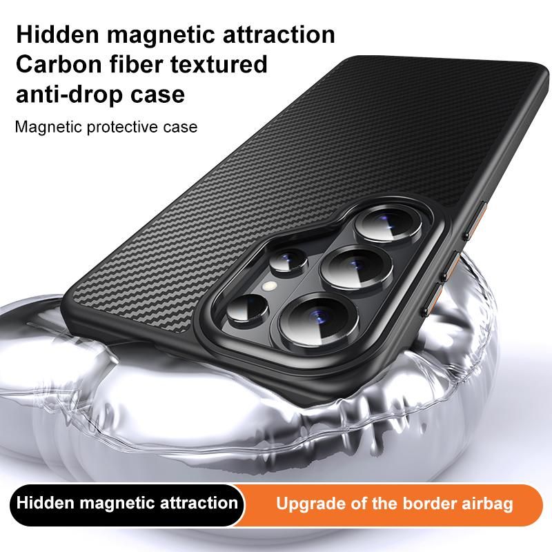 Samsung Galaxy S26 Ultra Carbon Cover, Slim Fit Carbon Fiber Texture Side Soft with Magsafe - Black