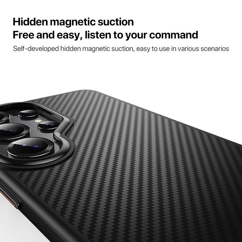 Samsung Galaxy S26 Ultra Carbon Cover, Slim Fit Carbon Fiber Texture Side Soft with Magsafe - Black