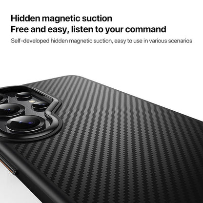 Samsung Galaxy S26 Ultra Carbon Cover, Slim Fit Carbon Fiber Texture Side Soft with Magsafe - Black