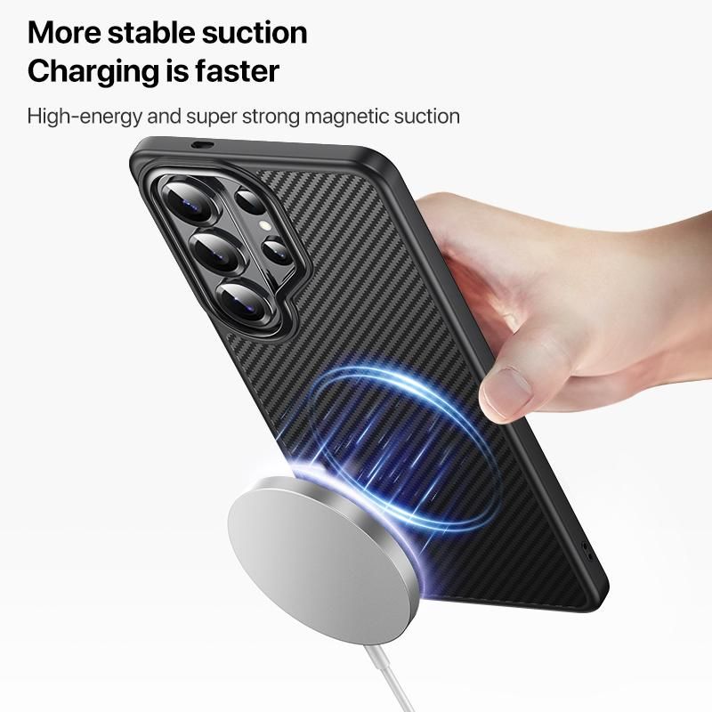 Samsung Galaxy S26 Ultra Carbon Cover, Slim Fit Carbon Fiber Texture Side Soft with Magsafe - Black