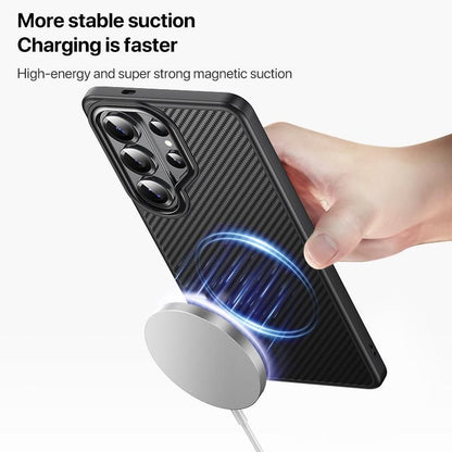 Samsung Galaxy S26 Ultra Carbon Cover, Slim Fit Carbon Fiber Texture Side Soft with Magsafe - Black