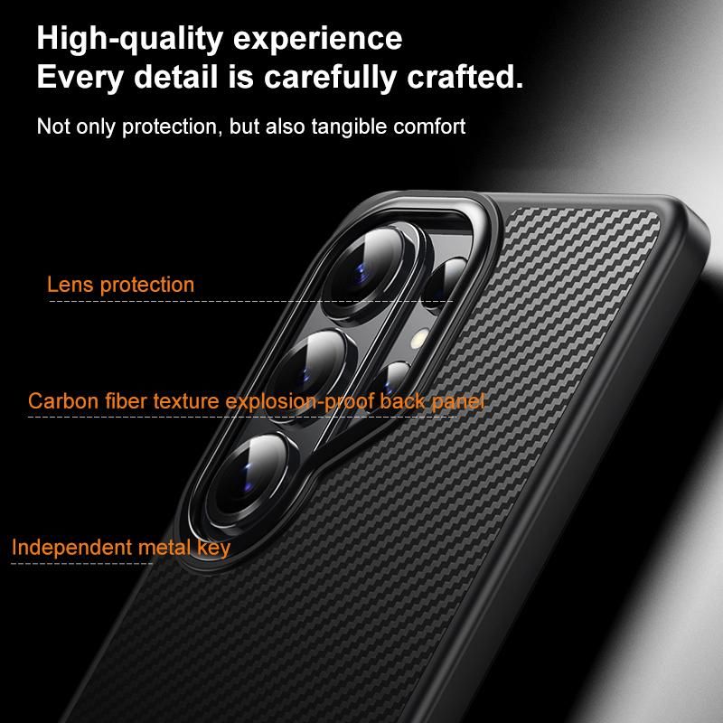 Samsung Galaxy S26 Ultra Carbon Cover, Slim Fit Carbon Fiber Texture Side Soft with Magsafe - Black
