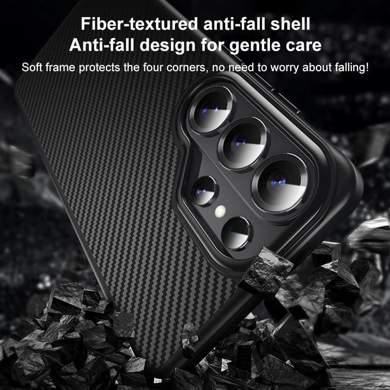 Samsung Galaxy S26 Ultra Carbon Cover, Slim Fit Carbon Fiber Texture Side Soft with Magsafe - Black