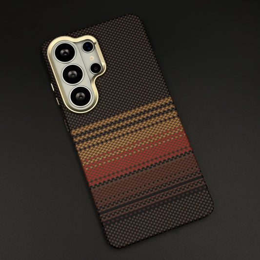 Samsung Galaxy S26 Ultra Carbon Fiber Case, Hard PC Carbon Fiber Texture Cover with Magsafe - Sunset