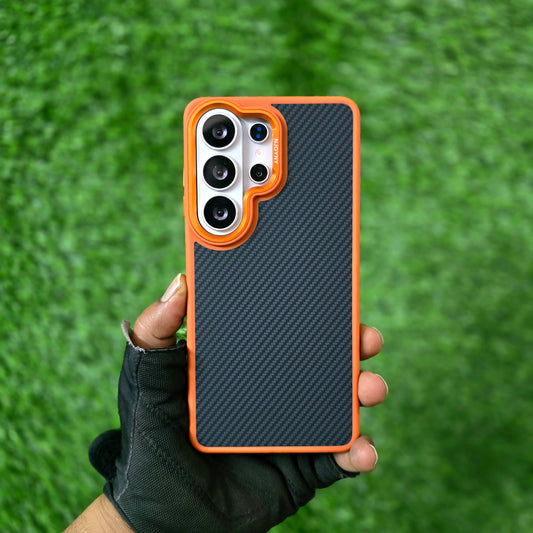 Samsung Galaxy S26 Ultra Carbon Cover, Slim Fit Carbon Fiber Texture Side Soft with Magsafe - Orange