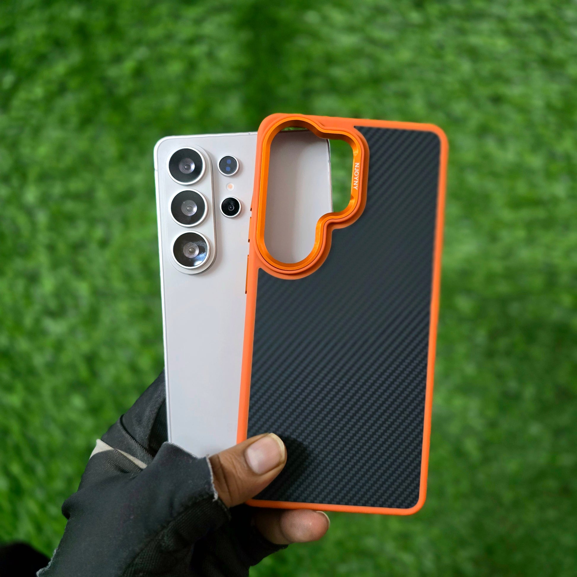 Samsung Galaxy S26 Ultra Carbon Cover, Slim Fit Carbon Fiber Texture Side Soft with Magsafe - Orange