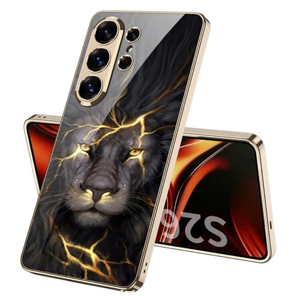 Samsung Galaxy S26 Ultra Lion Glass Case, 9H Hardness Electroplating Glass Premium Glass Case