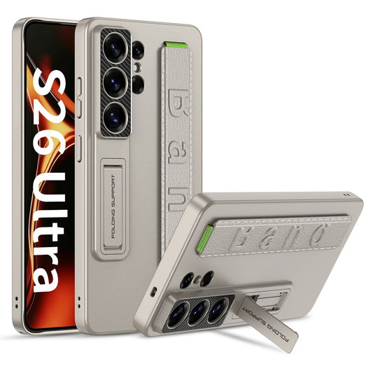 Samsung Galaxy S26 Ultra GKK Hard PC  Wrist Strap Wrist Strap Wrist Strap, Built-in Kickstand with Grip Holder - Desert