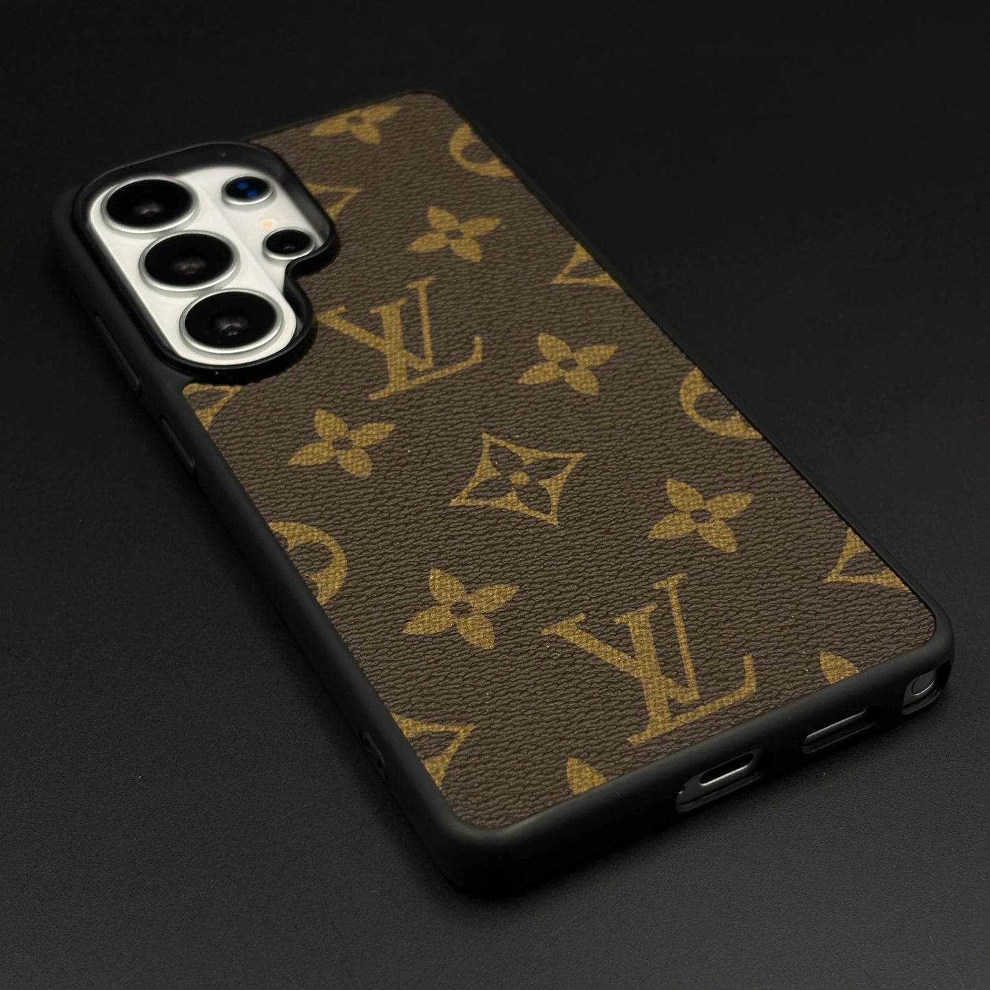 Samsung Galaxy S26 Ultra LV Leather Case, Luxurious Louis Vuitton Leather Case - Brown