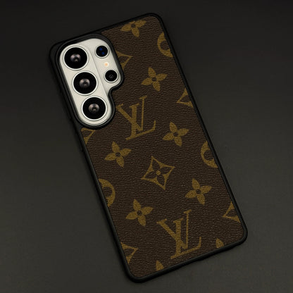 Samsung Galaxy S26 Ultra LV Leather Case, Luxurious Louis Vuitton Leather Case - Brown
