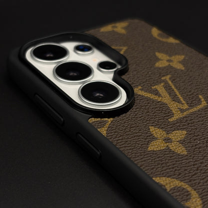 Samsung Galaxy S26 Ultra LV Leather Case, Luxurious Louis Vuitton Leather Case - Brown