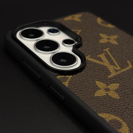 Samsung Galaxy S26 Ultra LV Leather Case, Luxurious Louis Vuitton Leather Case - Brown