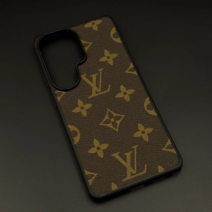 Samsung Galaxy S26 Ultra LV Leather Case, Luxurious Louis Vuitton Leather Case - Brown