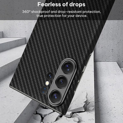 Samsung Galaxy S26 Ultra Carbon Leather Case, GKK Skin-feeling Carbon Leather Curved - Carbon Black