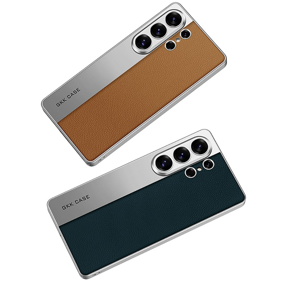 Samsung Galaxy S26 Ultra Leather Cover, Electroplated PU Leather + PC + TPU Matte Case 