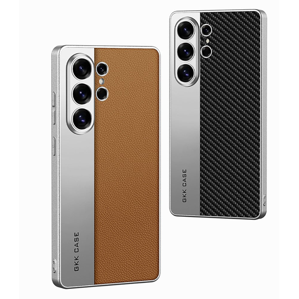 Samsung Galaxy S26 Ultra Leather Cover, Electroplated PU Leather + PC + TPU Matte Case 