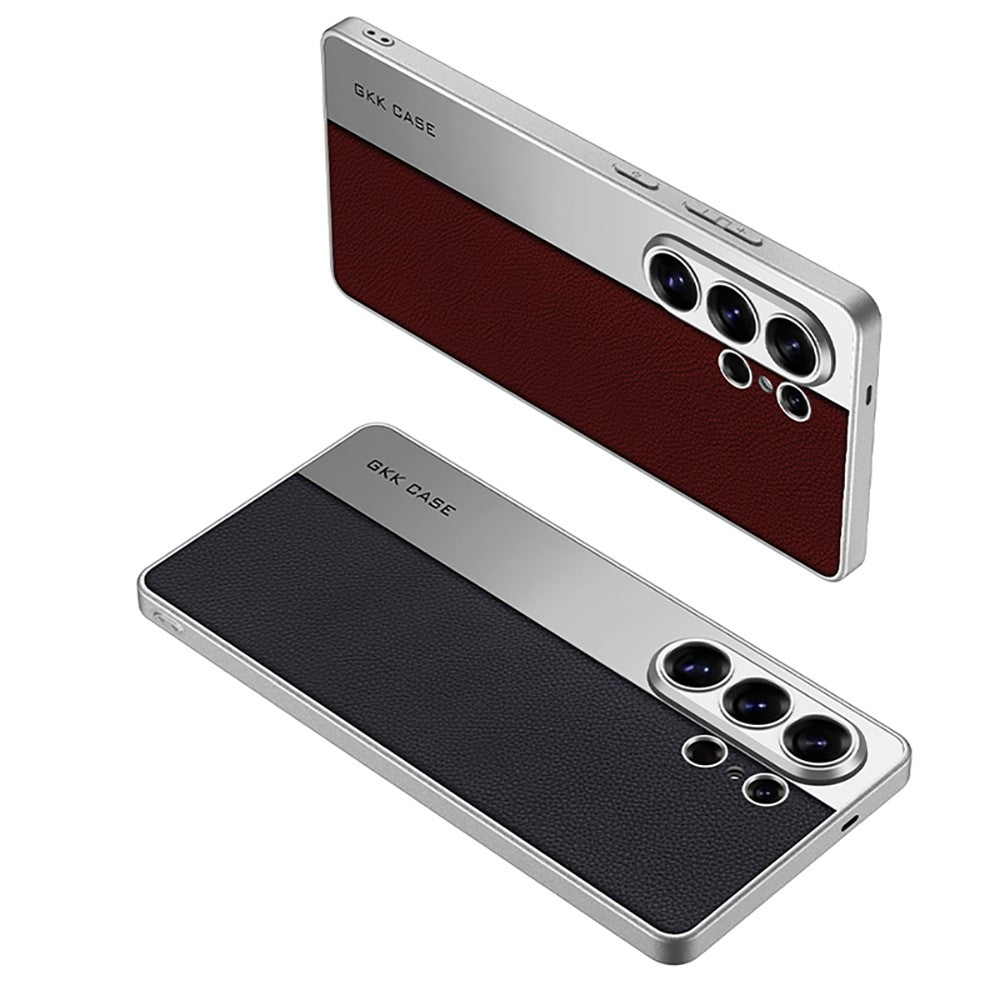 Samsung Galaxy S26 Ultra Leather Cover, Electroplated PU Leather + PC +TPU Matte Case