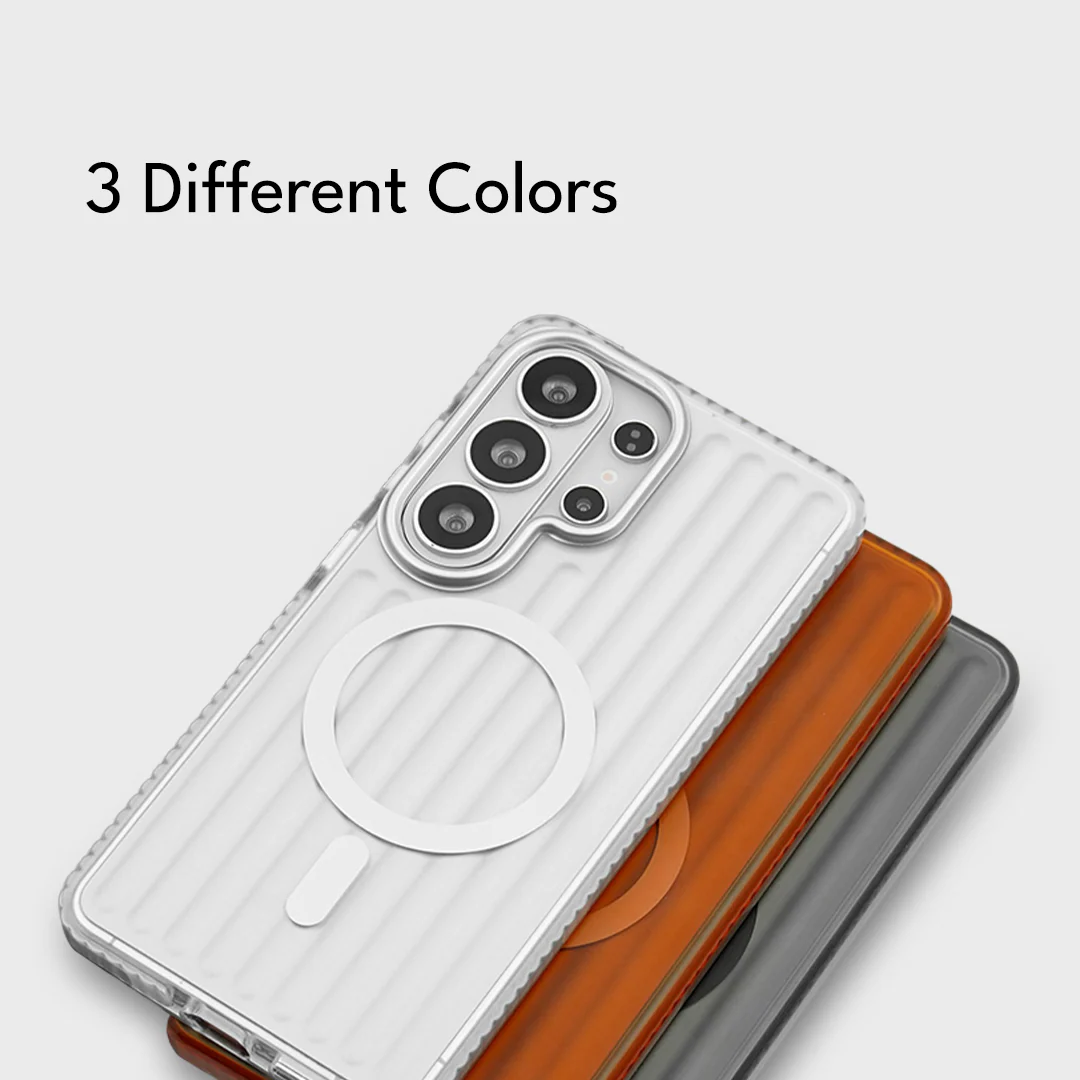 Samsung Galaxy S26 Ultra Shockproof SuitCase Design Shiny Texture Cover with Magsafe - White