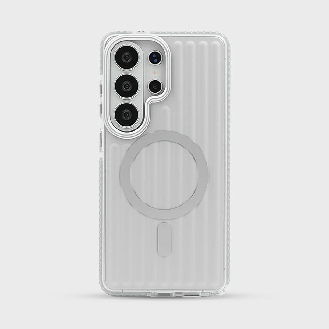 Samsung Galaxy S26 Ultra Shockproof SuitCase Design Shiny Texture Cover with Magsafe - White