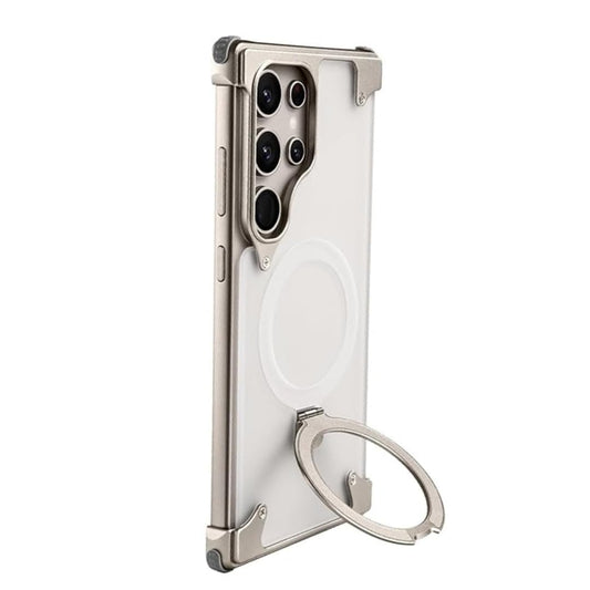 Samsung Galaxy S26 Ultra Metal Bumper Cover, Frameless Transcalent Invisible Stand Cover - Black