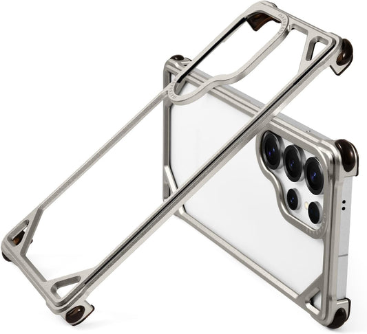 Samsung Galaxy S26 Ultra Metal Bumper Case, Aluminum Frame Shock Protection Case - Titanium