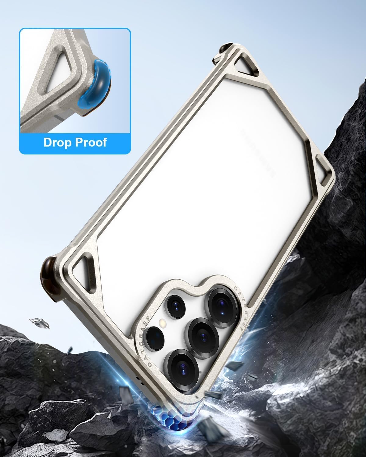 Samsung Galaxy S26 Ultra Metal Bumper Case, Aluminum Frame Shock Protection Case - Titanium