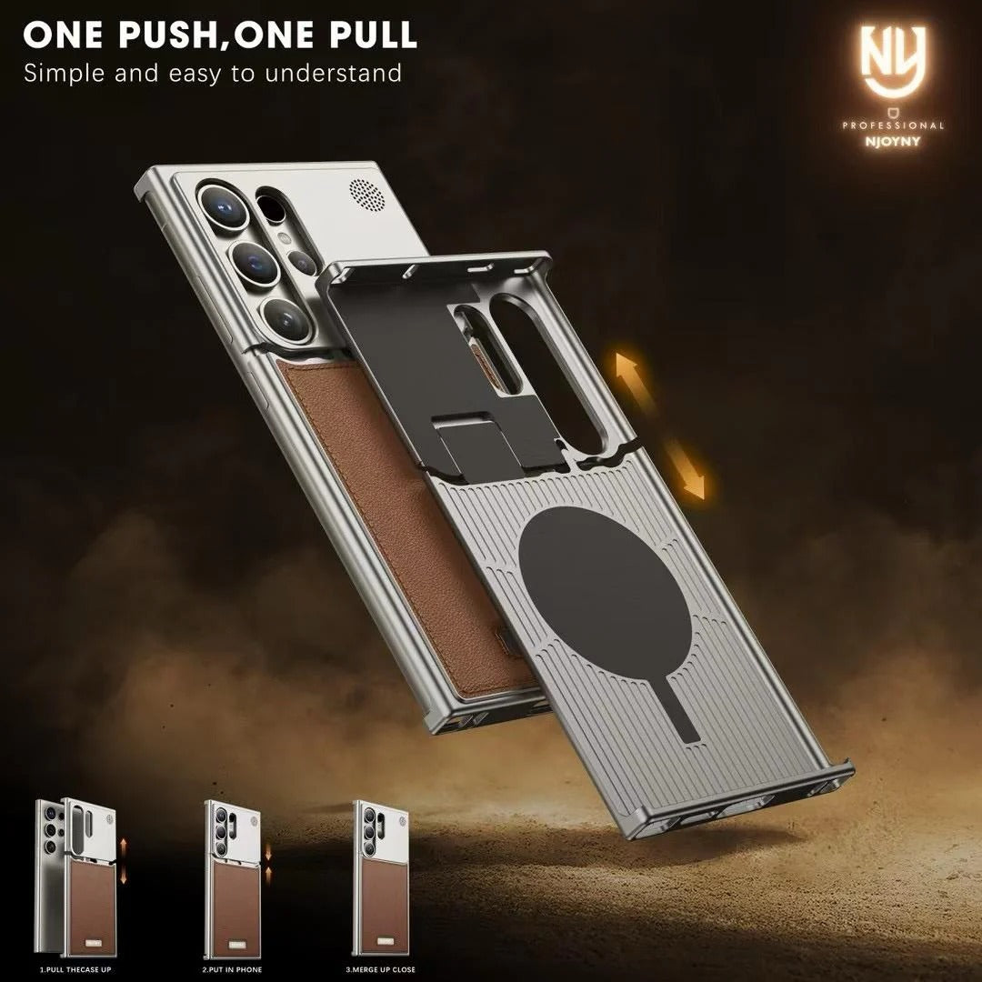 Samsung Galaxy S26 Ultra Metal Bumper Cover, Aero Flex Aluminum Frameless with Magsafe Case - Brown