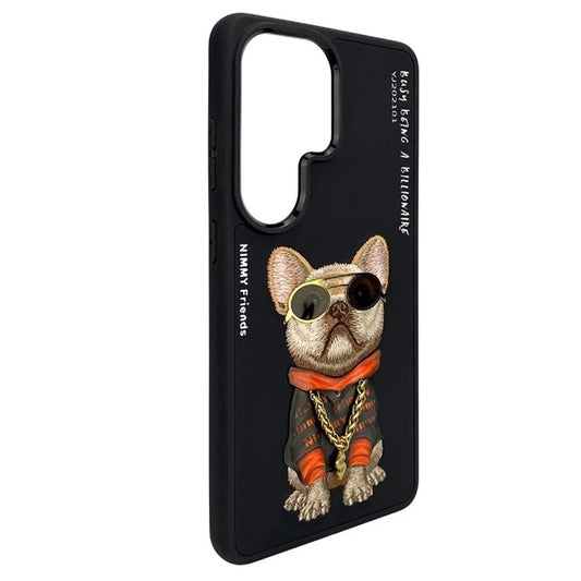 Samsung Galaxy S26 Ultra Nimmy Case, Swag Dog 3D Embroidery Swag Dog Real Chain Case - Black