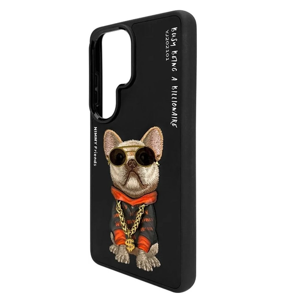Samsung Galaxy S26 Ultra Nimmy Case, Swag Dog 3D Embroidery Swag Dog Real Chain Case - Black