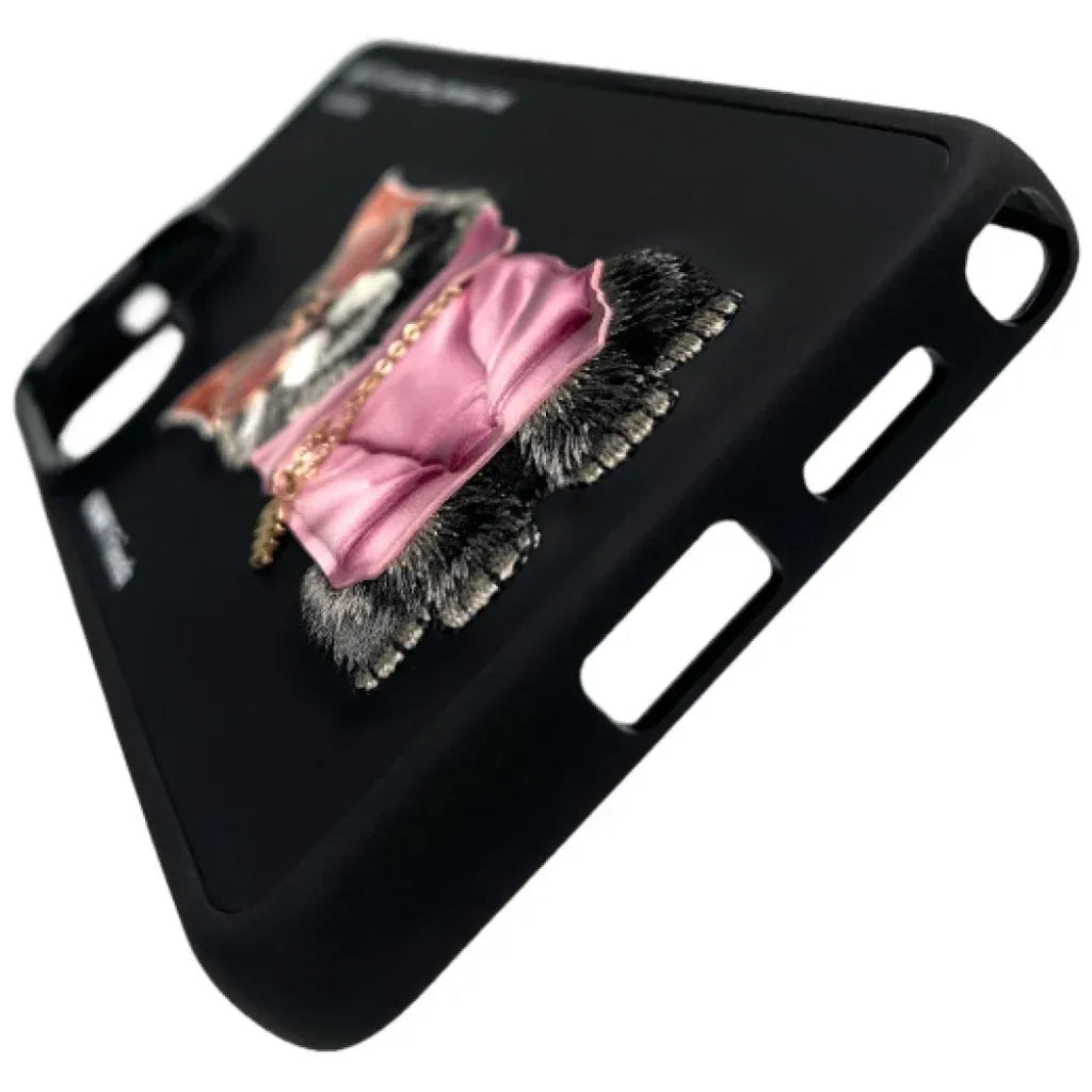 Samsung Galaxy S26 Ultra Nimmy Case, Cute Cat 3D Embroidery Cute Cat Silicon Case - Black