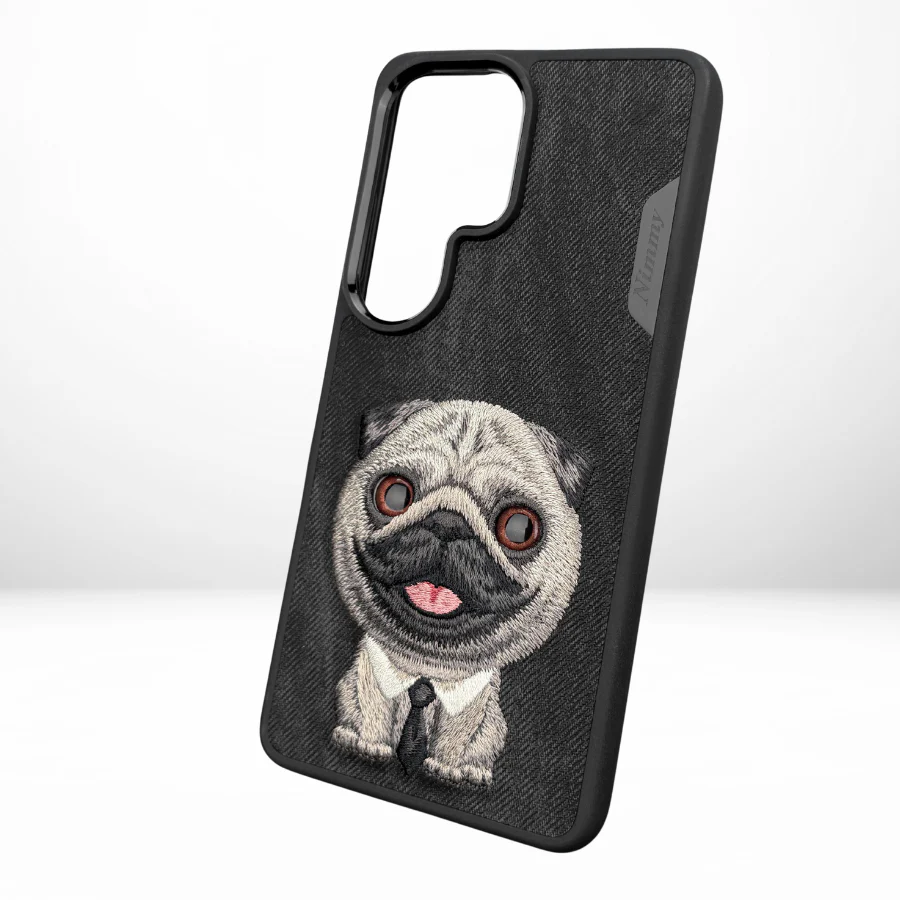 Samsung Galaxy S26 Ultra Nimmy Case, Cute Pug Dog 3D Embroidery Pug Dog with Big Eyes Case