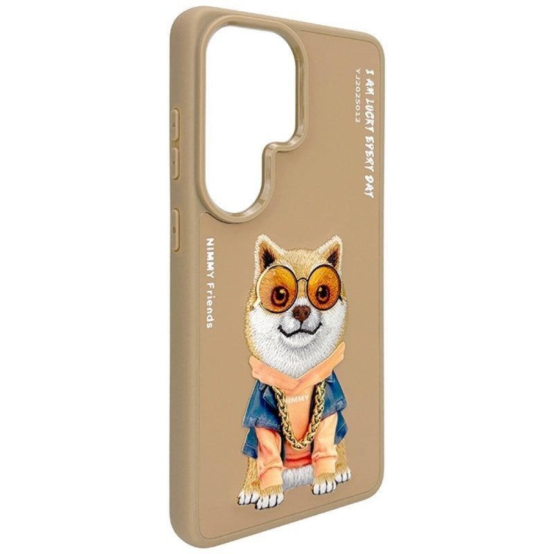 Samsung Galaxy S26 Ultra Nimmy Case, Swag Dog 3D Embroidery Swag Dog Real Chain Case - Brown