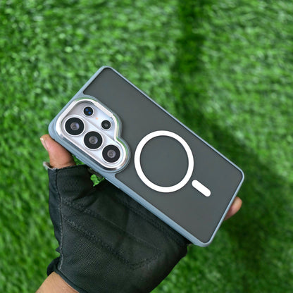 Samsung Galaxy S26 Ultra TPU Hybrid PC Matte Frosted Semi Transparent Smoke Magsafe Case - Blue/Silver