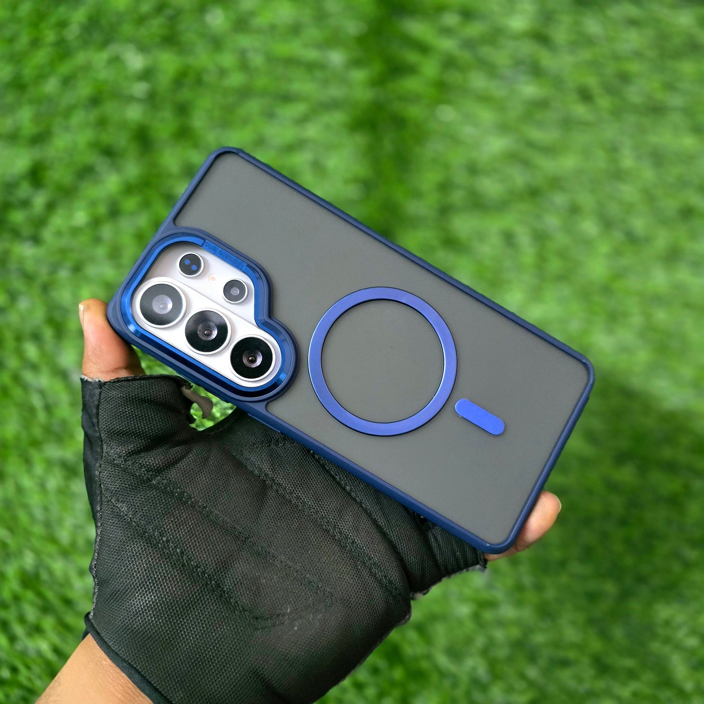 Samsung Galaxy S26 Ultra TPU Hybrid PC Matte Frosted Semi Transparent Smoke Magsafe Case - Blue/Silver