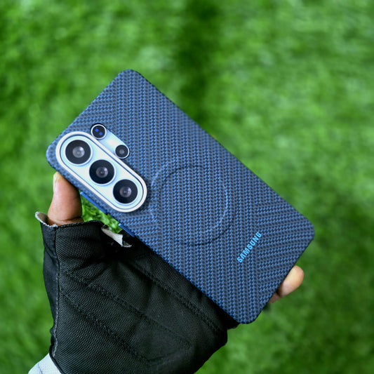 Samsung Galaxy S26 Ultra Carbon Fiber Case, Hard PC Carbon Cover with Magsafe - Blue