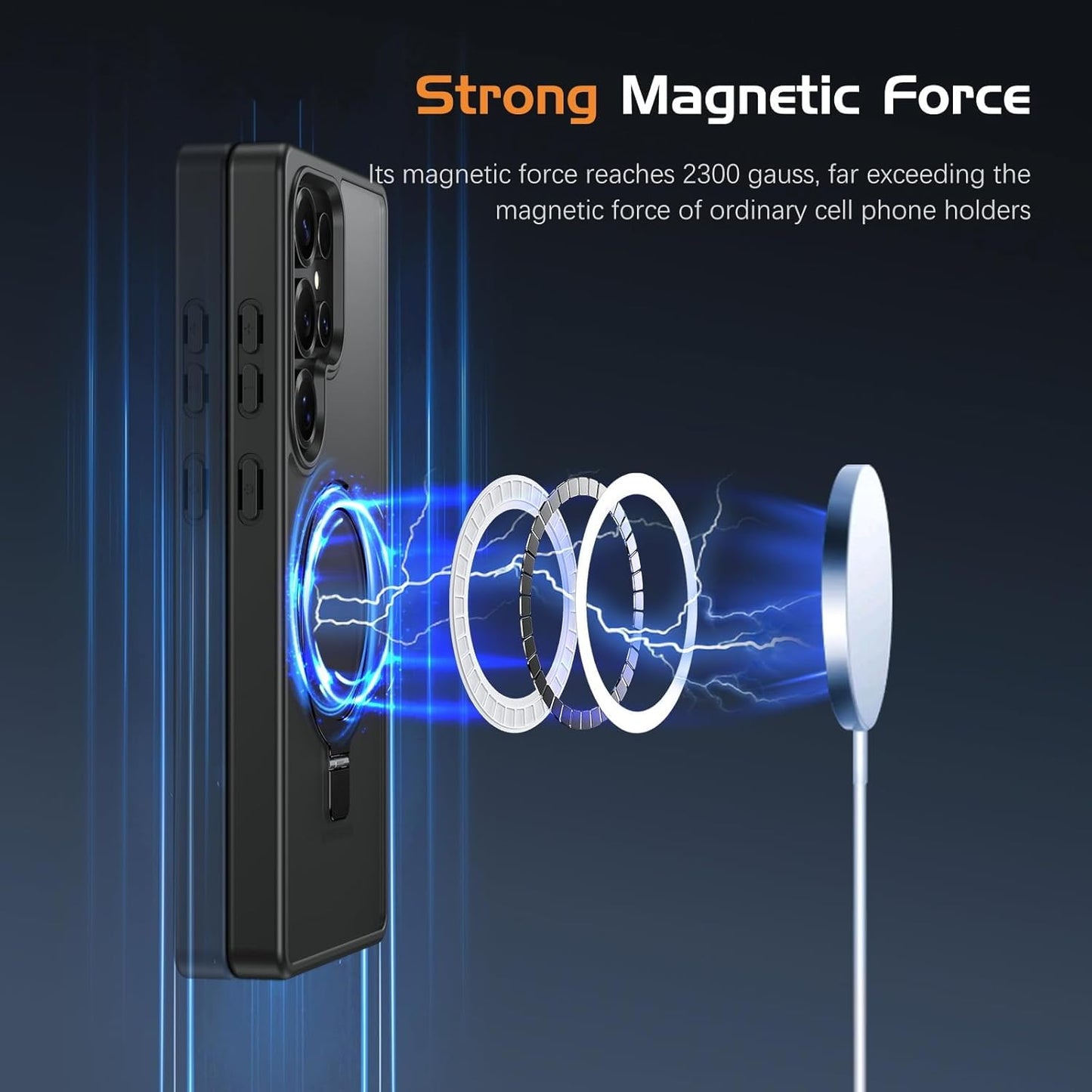 Samsung Galaxy S26 Ultra Magnetic Ring with Magsafe Scratchproof Translucent Matte Kickstand Case - Black