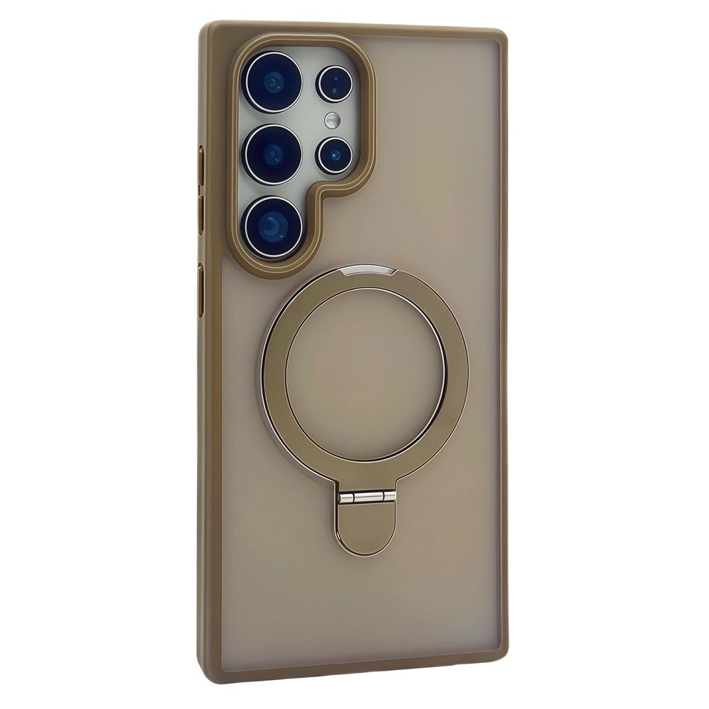 Samsung Galaxy S26 Ultra Magnetic Ring with Magsafe Scratchproof Translucent Matte Kickstand Case - Desert Titanium Titanium