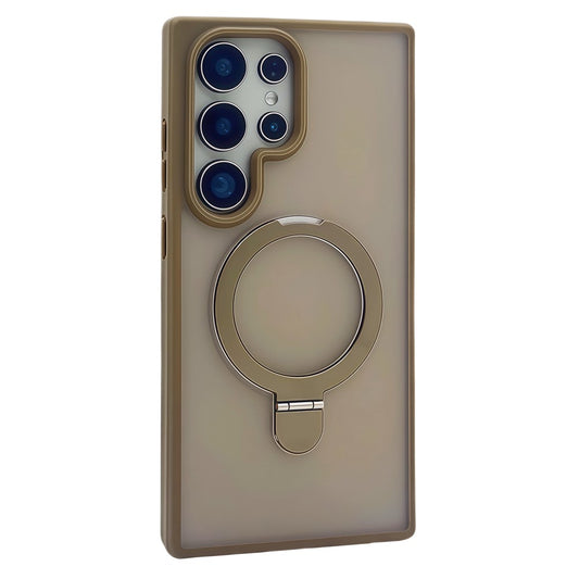 Samsung Galaxy S26 Ultra Magnetic Ring with Magsafe Scratchproof Translucent Matte Kickstand Case - Desert Titanium Titanium