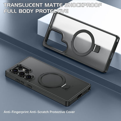 Samsung Galaxy S26 Ultra Magnetic Ring with Magsafe Scratchproof Translucent Matte Kickstand Case - Black