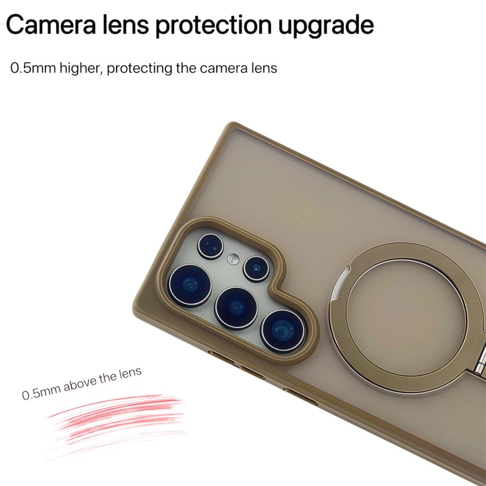 Samsung Galaxy S26 Ultra Magnetic Ring with Magsafe Scratchproof Translucent Matte Kickstand Case - Desert Titanium Titanium