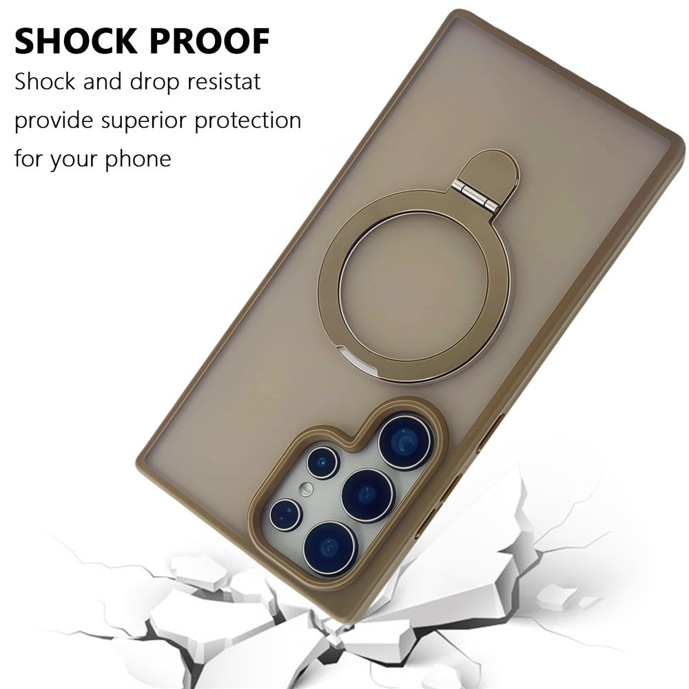 Samsung Galaxy S26 Ultra Magnetic Ring with Magsafe Scratchproof Translucent Matte Kickstand Case - Desert Titanium Titanium