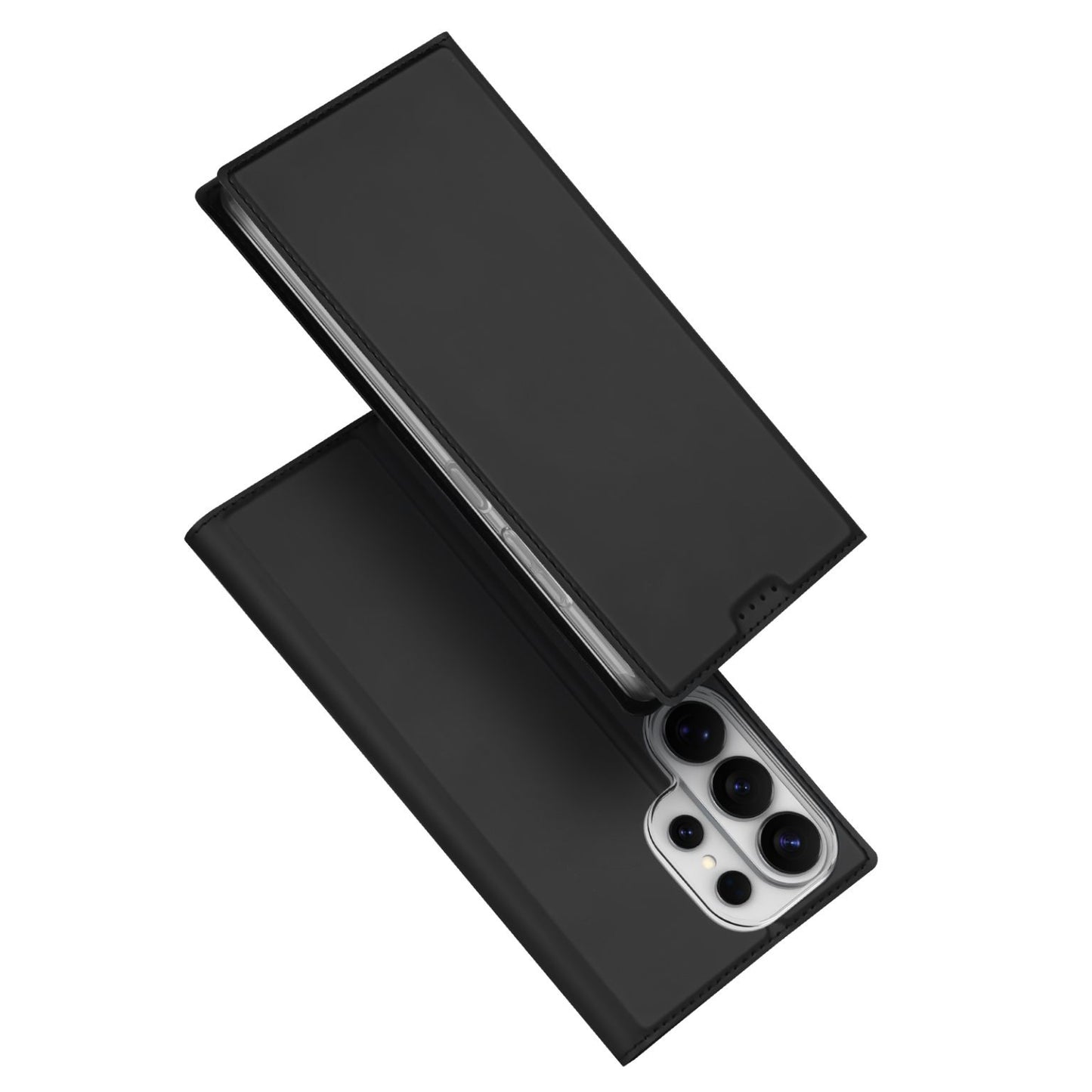 Samsung Galaxy S26 Ultra Leather Flip Case, Dux Ducis Skin Pro Series Card Slot Case with Kickstand - Black