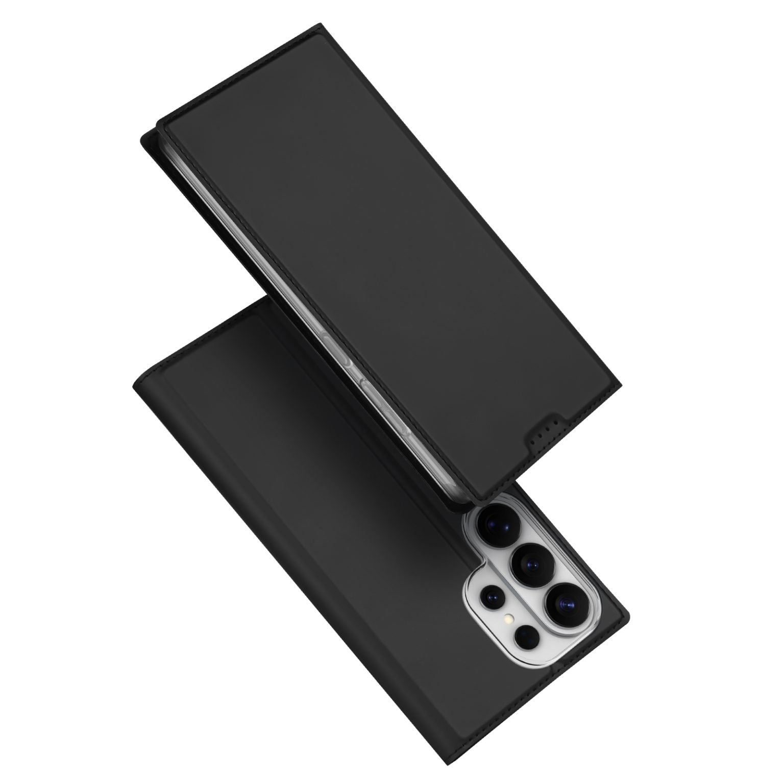 Samsung Galaxy S26 Ultra Leather Flip Case, Dux Ducis Skin Pro Series Card Slot Case with Kickstand - Black