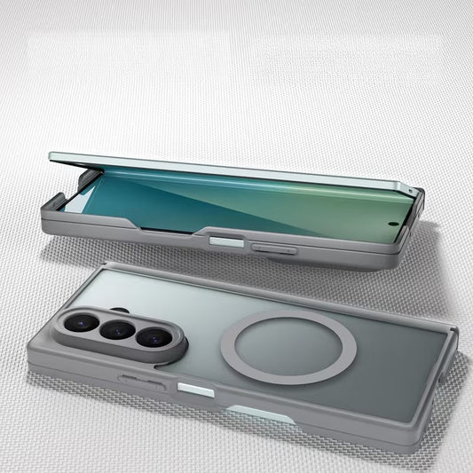 Samsung Galaxy Z Fold7 Skin Feel Matte Finish Semi Transparent Smoke with Dual Central Axis Case with Magsafe - Blue