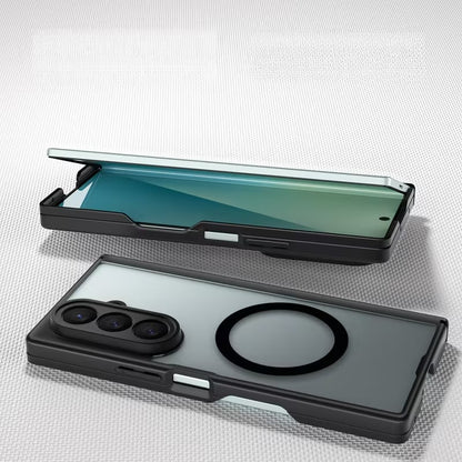 Samsung Galaxy Z Fold7 Skin Feel Matte Finish Semi Transparent Smoke with Dual Central Axis Case with Magsafe - Black
