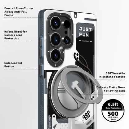 Samsung Galaxy S26 Ultra Youngkit Case, Cyberpunk 360° Spin Magnetic Stand Case - White