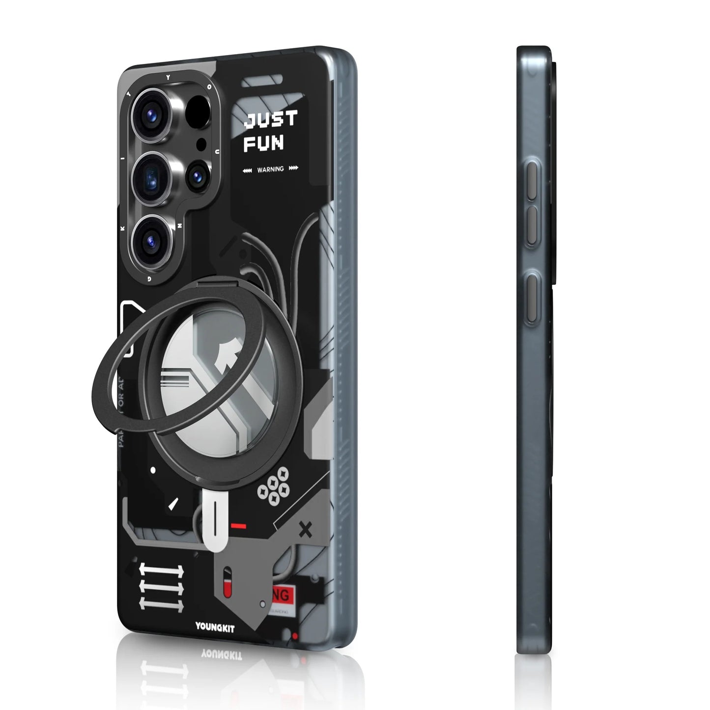 Samsung Galaxy S26 Ultra Youngkit Case, Cyberpunk 360° Spin Magnetic Stand Case - Black