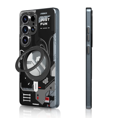 Samsung Galaxy S26 Ultra Youngkit Case, Cyberpunk 360° Spin Magnetic Stand Case - Black