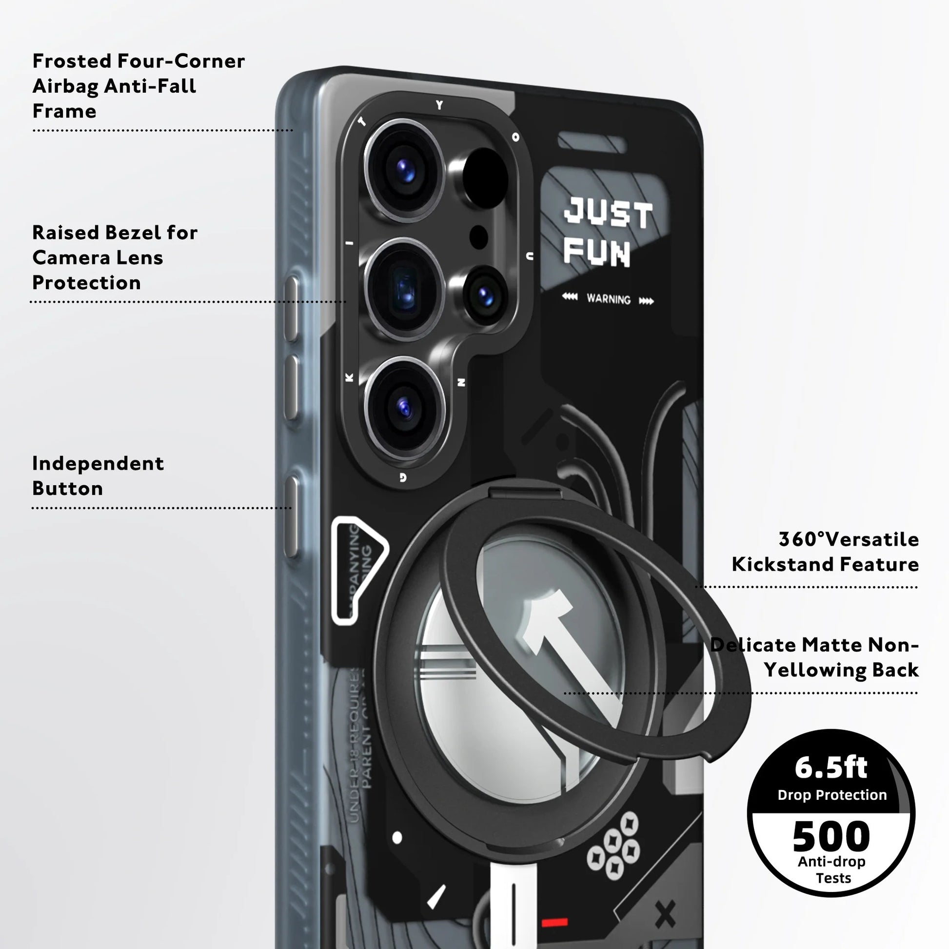 Samsung Galaxy S26 Ultra Youngkit Case, Cyberpunk 360° Spin Magnetic Stand Case - Black