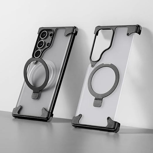 Samsung Galaxy S26 Ultra Metal Bumper Cover, Frameless Transcalent Invisible Stand Cover with Magsafe - Black